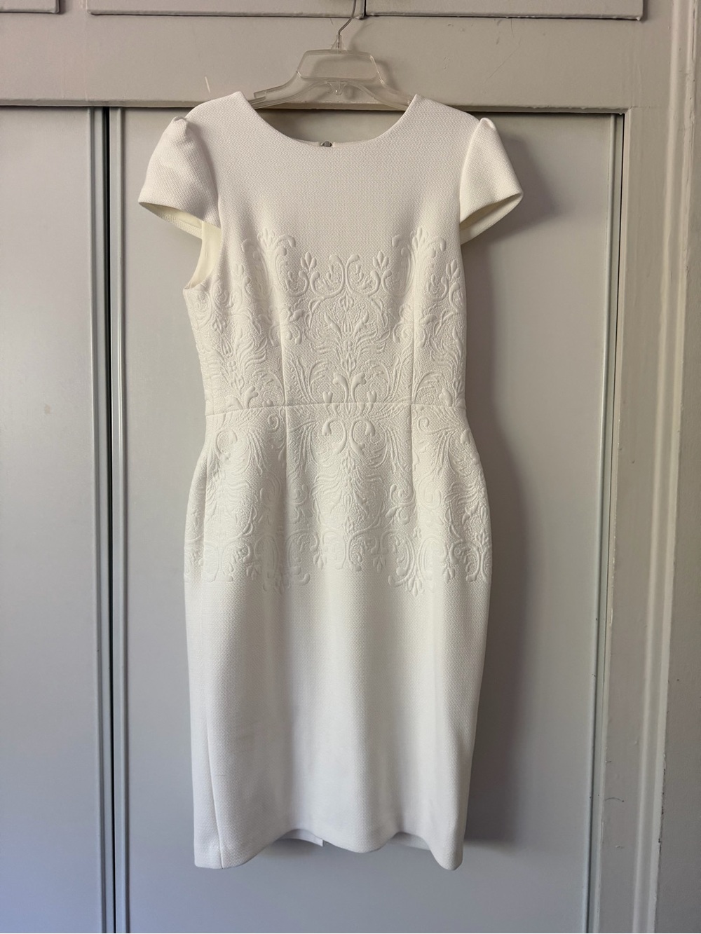 Betsey Johnson White Embroidered Midi Sheath Dress